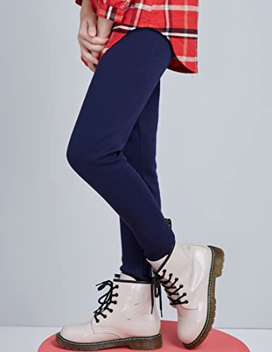 Kiench Girls' Fleece Lined Leggings Winter Cotton Thick Stretchy Pants 2-Pack4