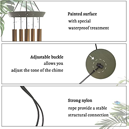 Image of ASTARIN Memorial Tree of Life 36 inch Wind Chimes, Personalized Name Sympathy Wind Chime, in Memory of Loss Mom Loved One, Large Deep Tone Bereavement Windchimes for Outside Clearance(Produced in Texas)