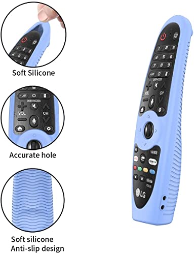 WUZUN 2PCS Protective Case for LG AN-MR600/ MR650/ MR18BA/ MR19BA/ MR20GA Magic Remote Contro,Anti-Slip Shockproof Silicone Remote Sleeve Glow in The Dark with Lanyard (Blue+Green) - Image 2