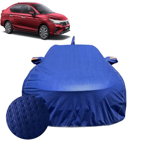 Image of Car Cover for Honda City (2020-2026) | 100% Waterproof Cover with Antenna & Reflective Mirror Pockets | Dustproof, Scratchproof, Heatproof Honda City Car Cover |Soft Cotton Lining| Blue