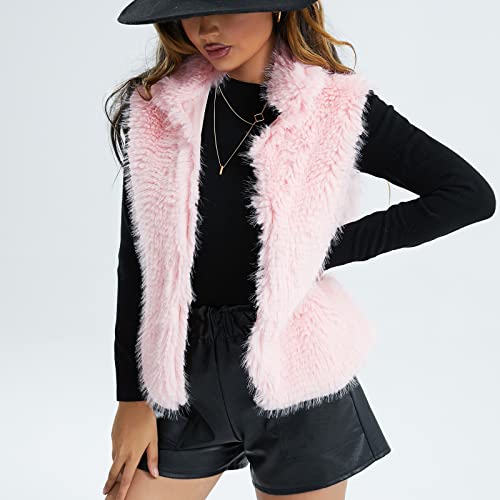 Narhbrg Womens Sleeveless Faux Fur Sherpa Vest Stand Collar Outerwear Open Front Fleece Cardigan Sweater Fuzzy Jacket Coat Waistcoat #TOP5