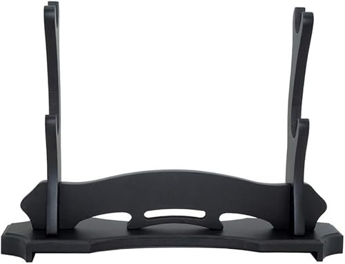 Miniatura 7 de BiJun Soporte de espada Katana, soporte de pared de espada de madera negra, soporte de pared de espada de gladiador, soporte de pared para espada
