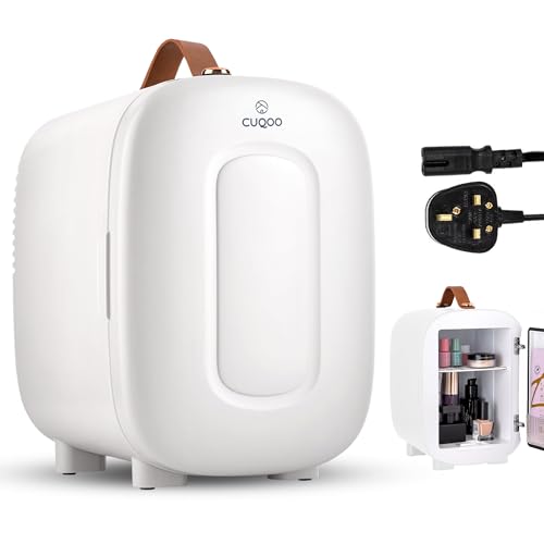 CUQOO Mini Fridge 4 Litre - Quiet AC/DC Portable Cooler & Warmer for Drinks, Skincare, Food, Compact...