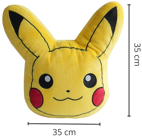 Image of Mirada Yellow Pokemon Pikachu Face Soft Toy Officially Licensed | Soft & Comfortable Plush Pillow for Kids & Fans | Plush Toys, Stuffed Animals, Cute Soft Toys, Baby Gift, Room Decor Pillow | 35cm
