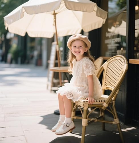 PHIRAMIN Toddler Girl Mary Jane Beige Dress Shoes Size-9 Girl School Uniform Shoes for Wedding Party by PHIRAMIN - Image 2