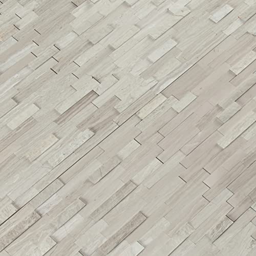 Msi La Crema Stax Interlocking 10.75 In. X 11.65 In. X 6 Mm 3D Peel And Stick Honed Marble Tile For Bathroom, Kitchen Backsplash, Wall Tile, And Shower Wall Tile, La Crema Gray-Light #TOP4
