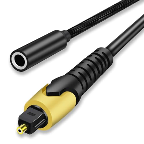 ESWN DNXB 192KHz DAC Optical to 3.5mm Female Converter,Optical Audio Cable to AUX Cable Adapter,Digital to Analog Audio Converter for HDTV DVD Set-top Boxes (Unidirectional O-ptical to AUX)