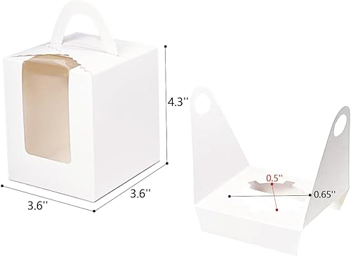 Miniatura 5 de Cajas individuales para cupcakes con ventana, 60 unidades, color blanco, caja de cupcakes individuales de 3.6 x 3.6 x 4.3 pulgadas