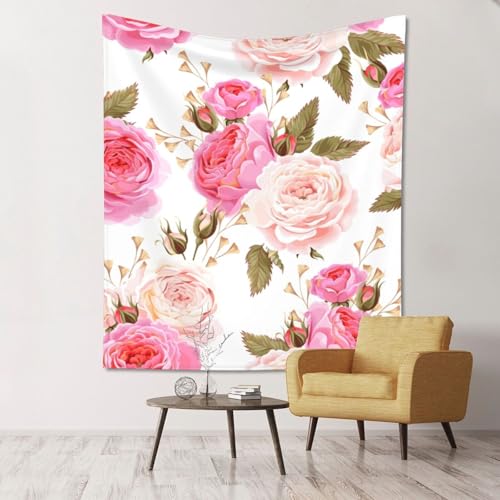 Tapisserie murale fleurs roses rouge pour raviver un mur de chambre blanc