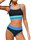 TALLWH Girls Bathing Suit Color Block Two Piece Swimsuit Bikini Sets Bathing Suit for Girls 10-12 Adjustable Straps Girl Swimsuit Size 10-12