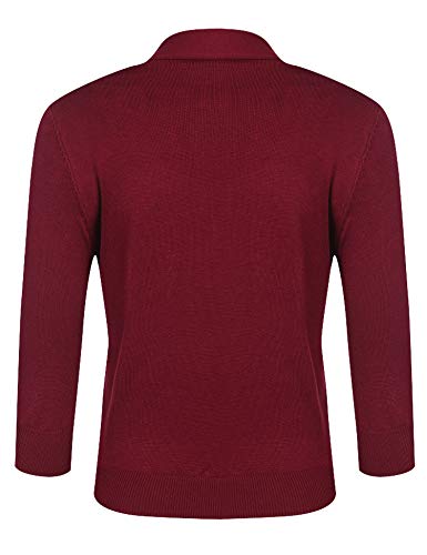 Urru Women's Vintage Cropped Shrug Open Front 4/3 Long Sleeve Bolero Cardigan Sweaters Wine Red Xxl #TOP1