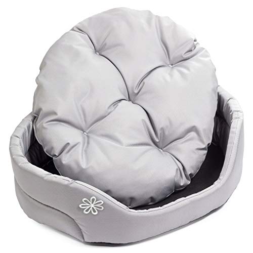 BOUTIQUE ZOO Hundebett | Oval Hundekissen für Große Hunde | Kratzfest Hundeliege mit Kissen | Hundekorb | Waschbar Polyester | Große: XL (71x60 cm) | Farbe: Grau