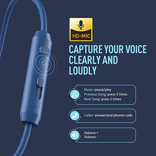 Ailihen C8 (Upgraded) Headphones With Microphone And Volume Control Folding Lightweight Headset For Cellphones Tablets Smartphones Chromebook Laptop Computer Pc Mp3/4 (Indigo) #TOP2