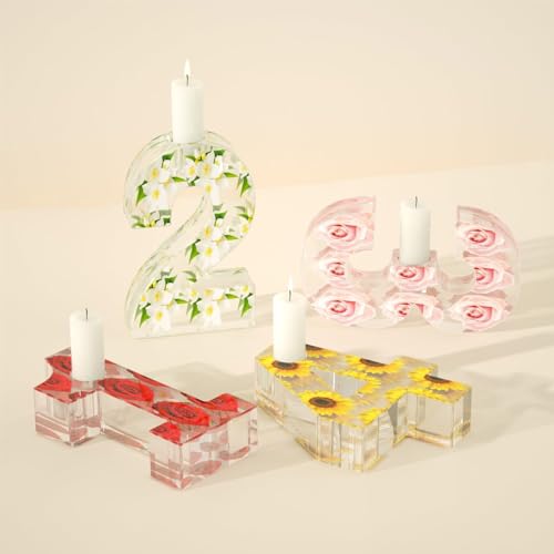 Bymivofun Moule en Silicone pour Bougeoir à Chiffres,Moule à Bougie 3D Fait à la Main, Moule à Bougie en 3D, pour la Décoration d'un Anniversaire, d'un Mariage, d'une Fête d'Anniversaire – vue 5