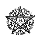 AWISBI Metal Triple Moon Pentagram Wall Art - Gothic Witchy Occult Decor for Home, Pagan Symbol with Stars & Moon - Black Gothic Wall Hanging Decoration