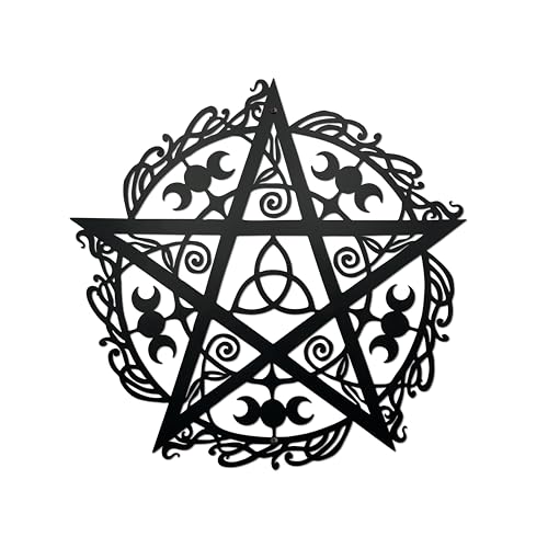AWISBI Metal Triple Moon Pentagram Wall Art