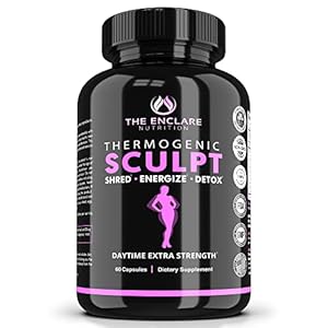 Thermogenic Fat Burner, Appetite Suppressant, Weight Loss Supplement for Women & Men, Metabolism, Energy, Focus, Brain, Caffeine Pills with Chromium, Green Tea Extract, L Theanine, Sculpt 60 Capsules