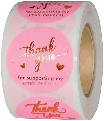 500 Pcs 1.5 Inch Pink and Rose Gold Thank You Stickers for Small ...