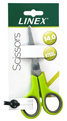 Linex Kinder-Schere, 14 cm, abgerundete Spitzen, rostefeier Edelstahl, apfelgrün