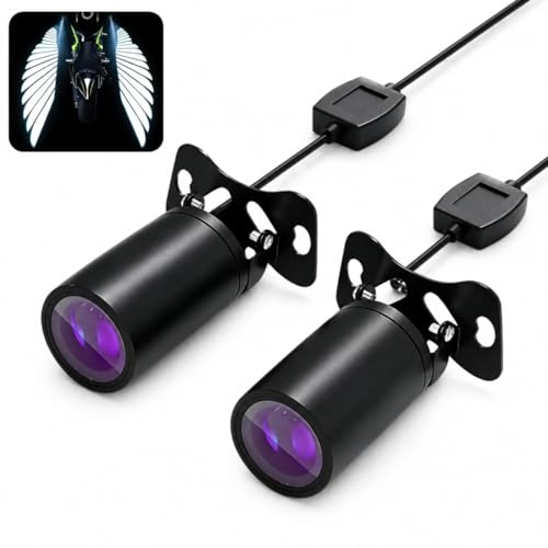 sdidzad 2 PCS Angel Wing Projector Light, Waterproof LED Motorcycle Underglow Projector Lamp, Bright Underbody Night Shadow Decor Light, Universal for Most Motorcycles, Electric Scooters (White)