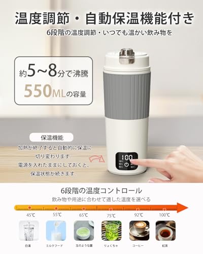 Aliliy Aliliy 電気ケトル ポータブル トラベルケトル 550ml大容量 LW-K22A の商品画像 3