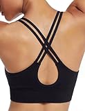 Leversic Sujetador Deportivo para Mujer Espalda Cruzada Tirantes Dobles Escote en U Sin Aros Almohadillas Desmontables Diseño Hueco Carvado para Fitness(Nergo,XL)