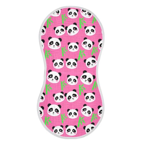 Pink Panda Pattern Muslin Burp Cloths for Baby 4-Layer Absorbent Cotton Large 22