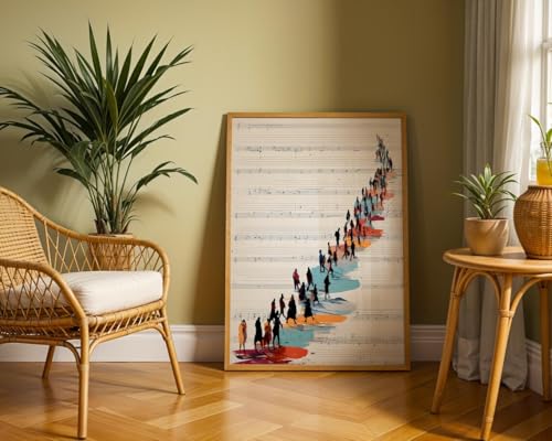 Tableau abstrait musical XINBAO grande toile verticale de 80x110 cm