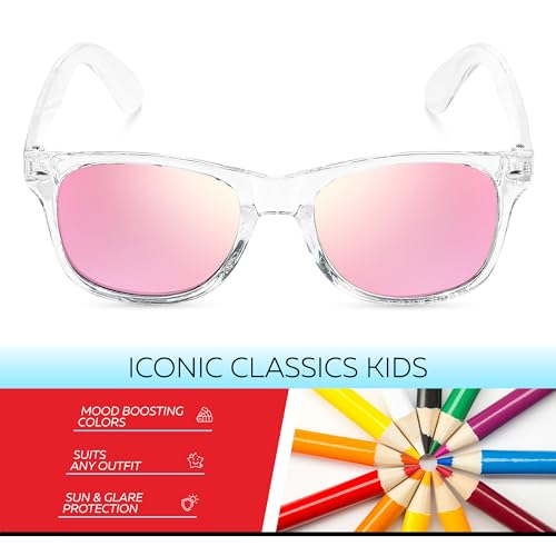 Image of Retro Rewind Kids Sunglasses for Boys Girls Age 3-12 - Shatterproof UV400 Toddler Children Sun Glasses