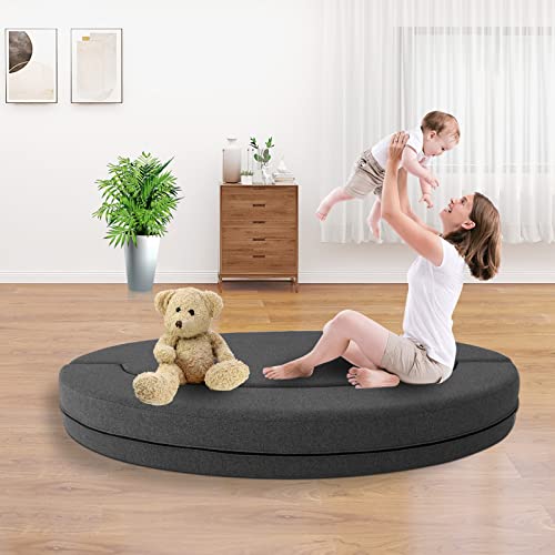 Nigoone Modern Folding Sofa Bed Couch Memory Foam With 2 Pillows Sleeper Sofa Futon Couch For Bedroom Living Room Guests, Washable Set, Stylish Oval 76''L × 41.5''D × 10''H,Dark Gray #TOP5