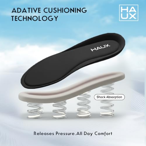 Image of HAUX Comfort+ Memory Foam Insoles for Men | Soft Cushion Shoe Insole for Daily Use, Walking, Running, Sports & All-Day Standing Comfort (Black (Pack of 1), UK-9)