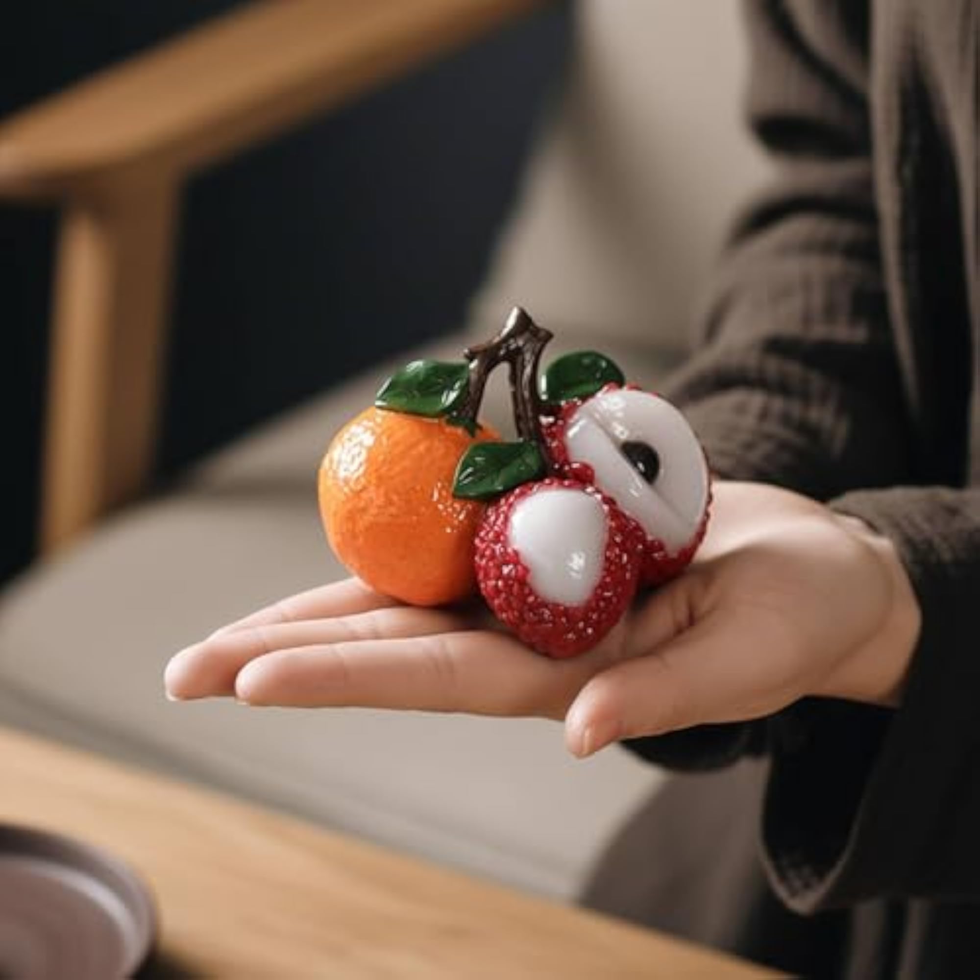 3pcs Color Changing Fruit Cluster Figurine for Office Desk