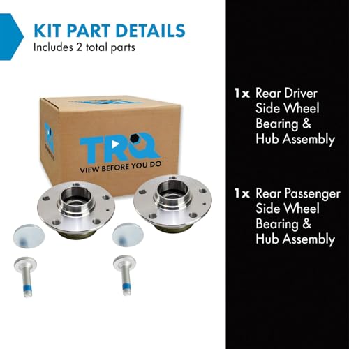 TRQ Rear Driver and Passenger Side Wheel Bearing and Hub Assembly Set 2 Piece Compatible with 06-13 Audi A3 15-17 A3 Sedan 16-18 A3 Sportback e-tron 06-21 Volkswagen Golf 15-19 e-Golf 06-21 GTI by TRQ - Image 3