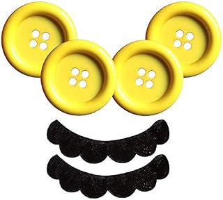 iZoeL 4 Yellow Buttons + 2 mustaches for Mario Luigi Costume Mario trouser and dress carnival costume accessories Mario Bros Party themed Adult kid