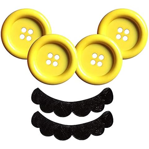 iZoeL 4 Yellow Buttons + 2 mustaches for Super Mario Luigi Costume Mario trouser and dress carnival costume accessories Mario Bros Party themed Adult kid Cover