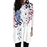 FNKDOR Sudaderas con Capucha de tamaño para Mujer, Camisas Informales de Manga Corta, Camisetas Tipo túnica a la, Ligero con Bolsillos Blusas Blancas Elegantes (White-6, S)
