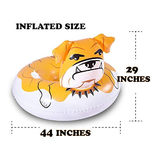 WateBom Snow Tube with Bulldog Design, Inflatable Snow Sled for Kids or Adults, 48 Inches Heavy Duty Snow Toys with Two Handles and Comfortable Backrest - Thumbnail 5