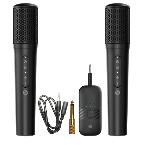 TAZATA Wireless Microphones System,Dual Handheld Microphone with Rechargeable Receiver, for Karaoke, Speech, Wedding, Church, PA System,Outdoor Events,Party Gifts