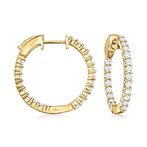 Ross-Simons 1.00 ct. t.w. Lab-Grown Diamond Inside-Outside Hoop Earrings in 18kt Gold Over Sterling