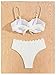 MakeMeChic Women's 2 Piece Bikini Set Textured Pearl Beaded Strap Scallop Trim High Waist Swimsuit White Medium
