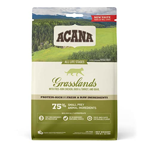Acana Grasslands | 1,8 kg | Trockenfutter für Katzen | Mit Fleisch, Innereien und Knochen von Huhn, Truthahn und Ente, Eiern und Fisch | Mit wichtigen Proteinen für Ihre Katze