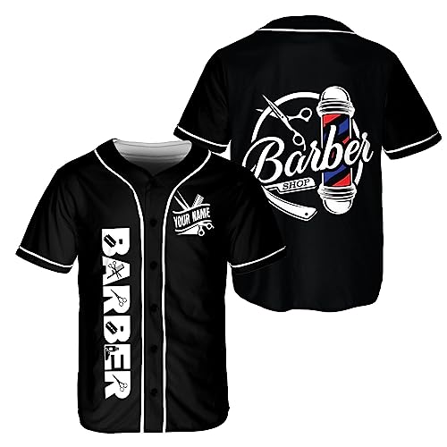 Lighthuy Personalized Baber Baseball Jersey, Hairdresser Baseball Jersey Barber Shop Life, Barber Shirts for Men and Women (Multi 8)