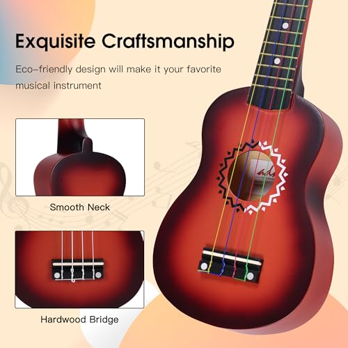 image for ADM Ukulele for Beginners Hawaiian Wood Ukelele Kit for Kids Adult Stu