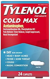 Tylenol Cold Max Daytime Non-Drowsy Cold and Flu Relief, Acetaminophen, 24 ct