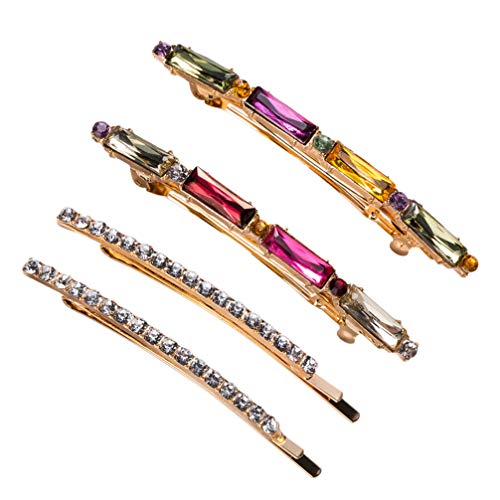 4 peças de grampos de cabelo francês de strass da Beaupretty com clipes de cristal de diamante acríl