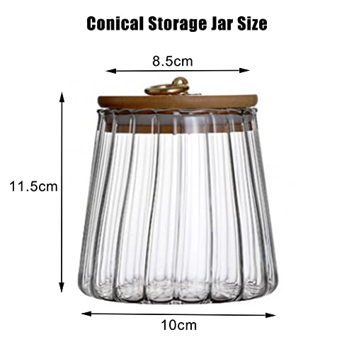 Glass Coffee Nuts Canister Airtight Storage Jar Petal Decorative Jar Airtight Glass Organizer Jar with Sealed Lid Metal Handle for Coffee Beans Tea Sugar Nut Honey Jams (650ml/21oz-Conical) - Cosy Home Interiors Glass Coffee Nuts Canister Airtight Storage Jar Petal Decorative Jar Airtight Glass Organizer Jar with Sealed Lid Metal Handle for Coffee Beans Tea Sugar Nut Honey Jams (650ml/21oz-Conical) - Image 2