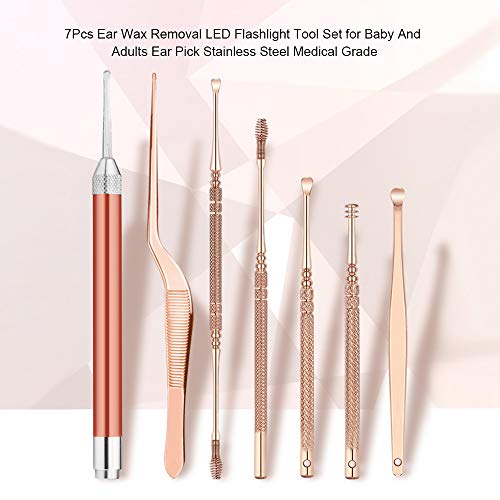 LAURAG Remoção de cera de ouvido Jogo de ferramentas da lanterna elétrica do diodo emissor de luz da