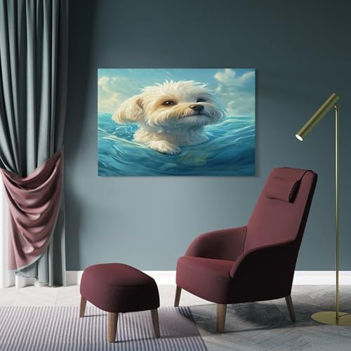 Tableau Bichon Frisé de décoration murale en impression haute définition