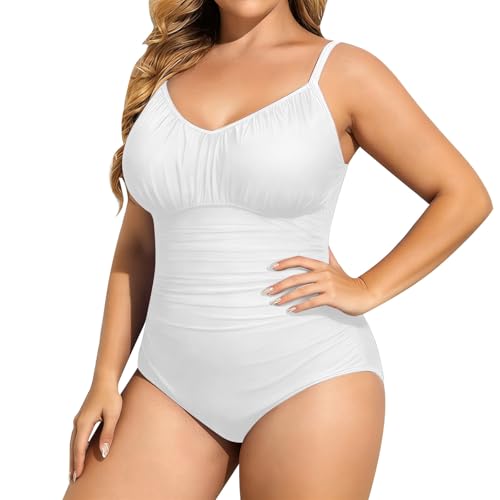 Maillot de bain grande taille blanc 1XL vêtement de plage baignade
