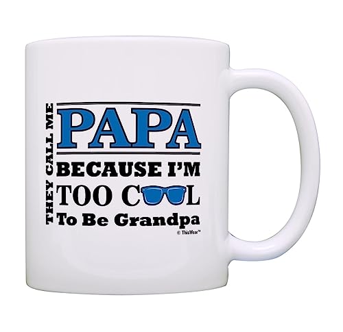 ThisWear Father's Day Gift for Papa Too Cool to Be a Grandpa Sunglasses Gift 11oz Ceramic Coffee Mug